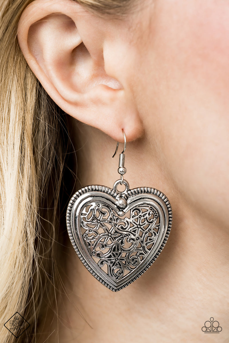 Paparazzi Victorian Devotion Heart Earrings
