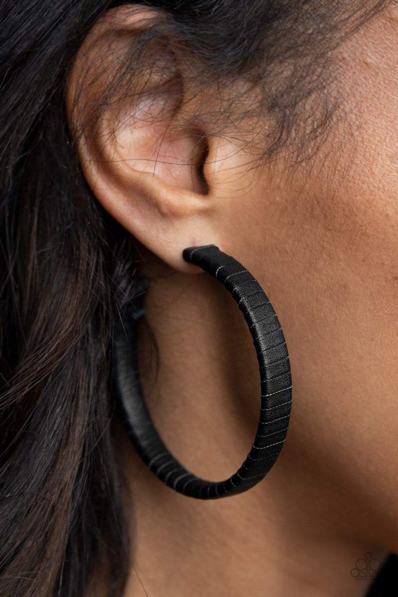 Paparazzi Leather-Clad Legend Hoops