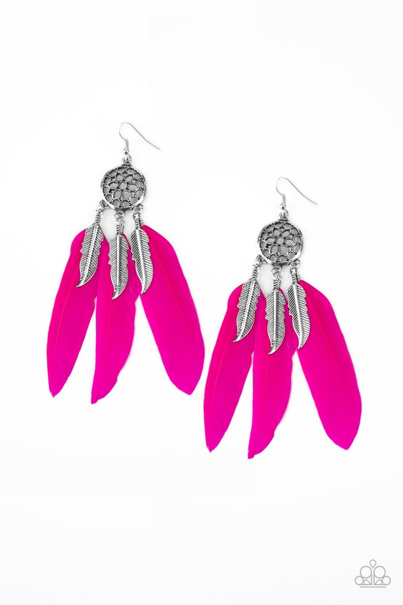 Paparazzi In Your Wildest DREAM-CATCHERS Feather Earrings